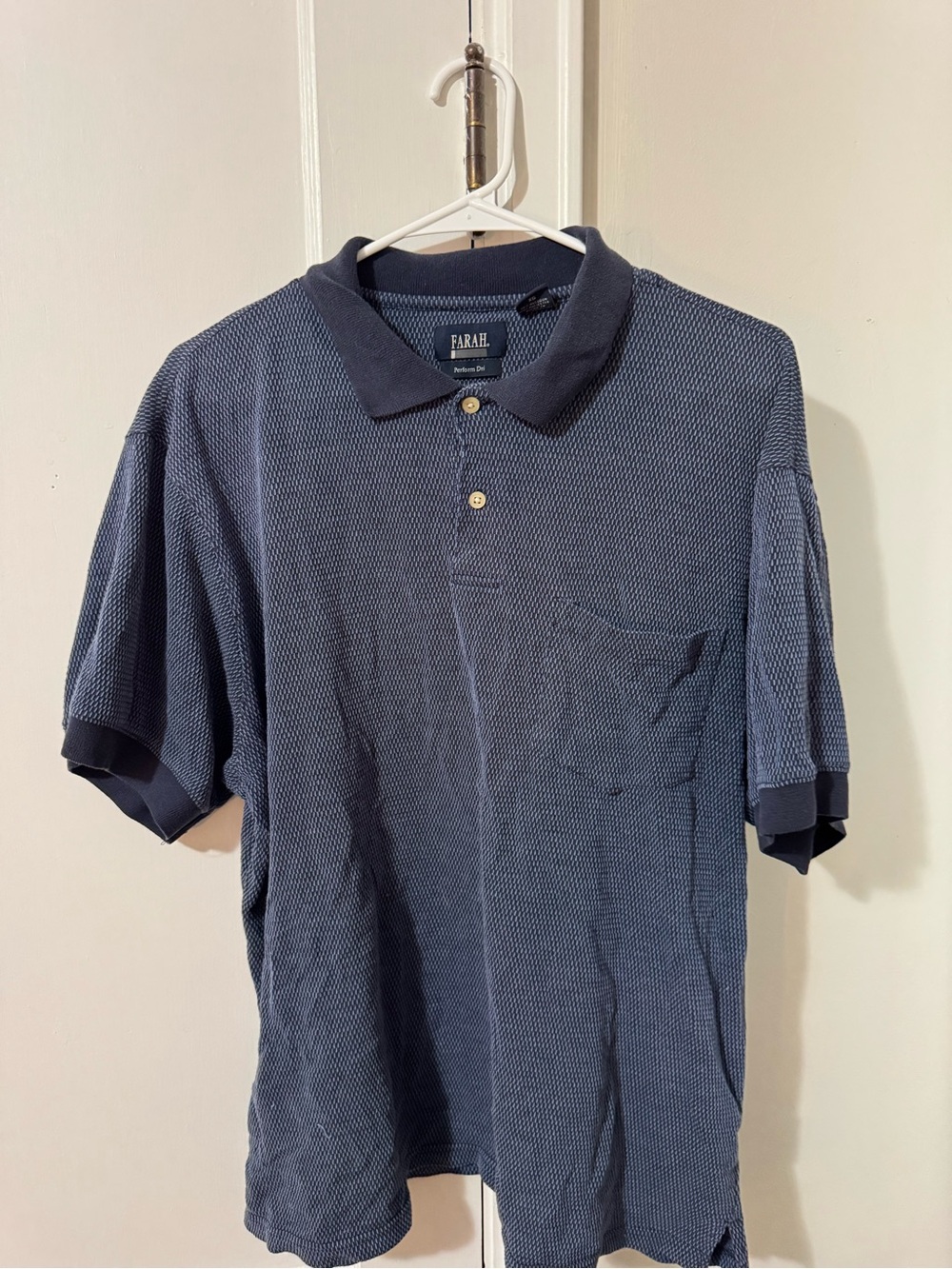 Farah Men's Dark Blue Textured Polo